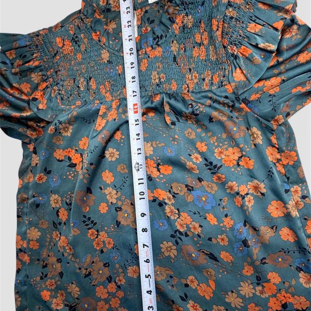 THML Teal and Orange Floral Blouse - Picture 5 of 10